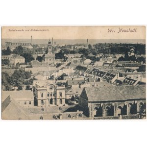 Wiener Neustadt, Bécsújhely; Daim'erwerke und Lokomotivfabrik, Synagoge / locomotive factory, synagogue (fl...
