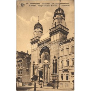 Antwerpen, Anvers; Israelitische Kerk, Bouwmeesterstraat / synagogue, street