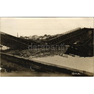 ~1915 Namur, Gesprengte Eisenbahnbrücke / WWI destroyed railway bridge. photo