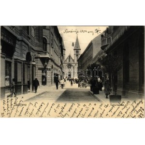 1904 Sarajevo, Cumuriagasse / street, church + K.u.k. Milit. Post Nevesinje