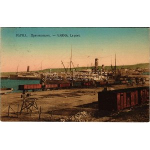 1913 Varna, Port, industrial railway, Therapia British cargo ship