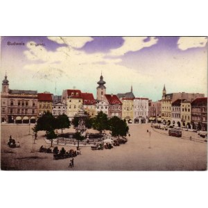 1916 Ceské Budejovice, Budweis; Ringplatz / square, tram