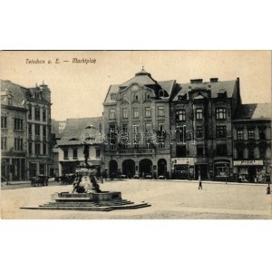 Decín, Tetschen; Marktplatz, Alois Barsch, Pick's / square, shops