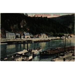 Decín, Bodenbach-Tetschen; Obergrung / barges, SS Austria steamship