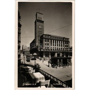 1941 Jablonec nad Nisou, Gablonz an der Neisse; Rathaus, Parisier Salon / town hall, tram, shops...