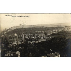 1916 Praha, Prague; Smichov, Pohled z Kinského zahrady / factories