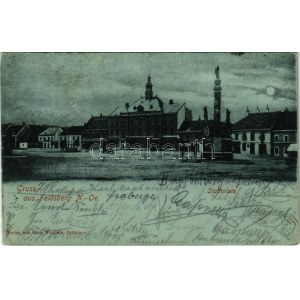 1900 Valtice, Feldsberg; Stadtplatz / square, night (EK)