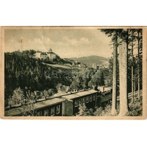 Vimperk, Winterberg im Böhmerwald; Schloss / castle, railway, train (fl)
