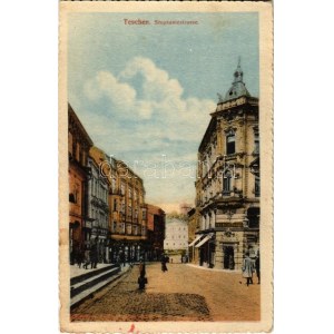 1915 Cieszyn, Teschen; Stepahniestrasse, Hut Niederlage / street, shop. Ed. Feitzinger No. 166 (Rb)