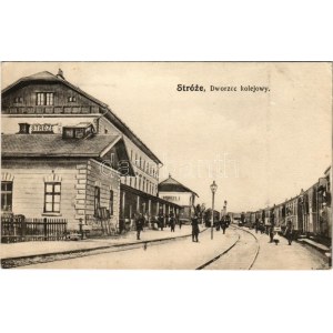 1916 Stróze, Dworzec kolejowy / railway station, train (EK) + Von der Armee im Felde