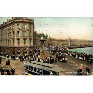 Douglas (Isle of Man), Promenade, tram, horse-drawn trams, Villiers Hotel and Buffet. Kromo Series No. 21887. (EK...