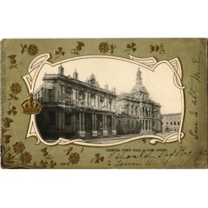 1902 Ipswich, Town hall and post office. Raphael Tuck & Sons United Kingdom Postcard Series 746/VI. Art Nouveau, Emb...