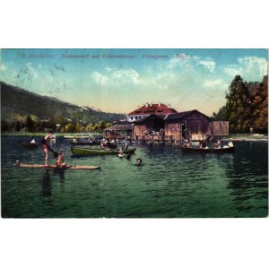 San Cristoforo, Badeanstalt am Caldonazzosee, Valsugana (Südtirol) / spa in Lago di Caldonazzo + K. und K. 17...