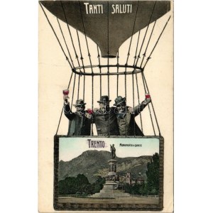 1916 Trento, Trient (Südtirol); Tanti Saluti! Monumento a Dante. J. Einerl, Luigi Marsoner ...