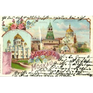 1900 Moscow, Moskau, Moscou; Nikolsky Thor, Erlöser's Kirche / Nikolaevsky gate, Cathedral of Christ the Saviour...