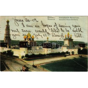 1907 Moscow, Moscou; Couvent Hovo-Devitchy / Novodevichy Convent, Russian Orthodox cloister, horse-drawn tram ...