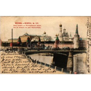 1902 Moscow, Moscou; Vue du Kremlin du pont Moskvaretsky / stone bridge