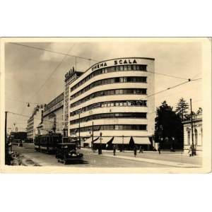 Bucharest, Bukarest, Bucuresti, Bucuresci; Bulevardul Tache Ionescu, Cinema Scala / street, tram, automobile, cinema...