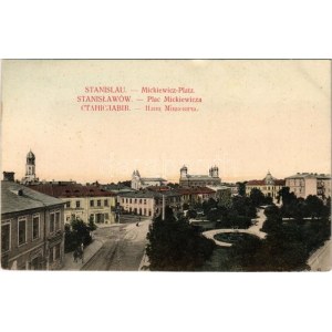 1906 Ivano-Frankivsk, Stanislawów, Stanislau; Mickiewicz Platz / square, Jewish restaurant and shop, synagogue (fl...