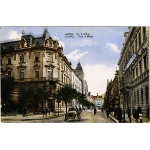 1915 Lviv, Lwów, Lemberg; Ul. 3 Maja / street, automobile