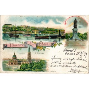 1899 (Vorläufer) Odessa, La vue de la mer, La Kathedrale, Monument du comte Voronzoff / sea, cathedral...