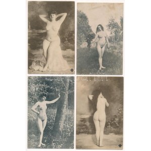 Meztelen erotikus hölgyek - 4 db régi képeslap / Nude erotic ladies -4 pre-1945 postcards