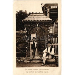 Egy székely parasztház kapuja (készítette Illés András és nője Hegyi Teréz). Jos. Drotleff Hermannstadt ...