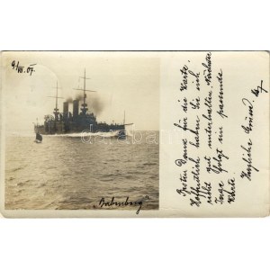 1907 SMS Babenberg az Osztrák-Magyar Haditengerészet Habsburg-osztályú pre-dreadnought csatahajója / K.u.K...