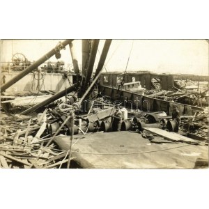 1916-17 SS MORAWITZ egycsavaros tengeri áruszállító gőzhajó hurrikán után Amerikában...