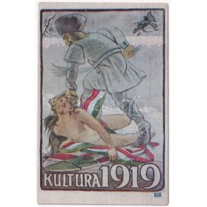 Kultúra 1919. Románok: a civilizáció hősei. Magyarország Területi Épségének Védelmi Ligájának kiadása ...