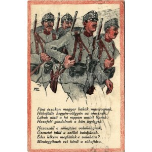 1915 Fönt északon magyar bakák maséroznak... Első világháborús magyar katonai üdvözlet. Weiss L. és F. kiadása ...