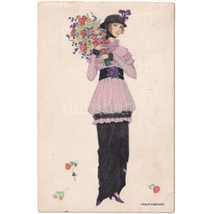 1918 Fashion lady. B.K.W.I 641-1. s: Mela Koehler (EK)