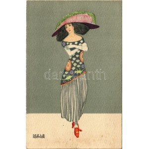 Art Nouveau lady. B.K.W.I. 746-2. s: Mela Koehler