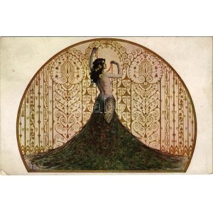 Die Eitelkeit. Orosz szecessziós művészlap / Vanité / Vanity. Russian gently erotic Art Nouveau postcard. T.S.N. R.M...