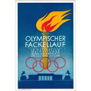 1936 Olympischer Fackellauf in Österreich Weihestunde Wien Heldenplatz / Olimpiai fáklyaváltó Ausztriában ...
