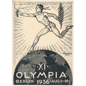 1936 Berlin, XI. Olympia. Dr. Illyés László kiadása, megemlékezése az olimpia megnyitójáról. Alkalmi Grafika 3. sz. ...