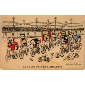 Le Grand Prix de L'Omelette / Első világháborús katonai propaganda képeslap az antant és központi hatalmak uralkodóival...