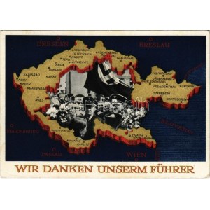1939 Wir danken unserm Führer / NSDAP German Nazi Party propaganda, Adolf Hitler, Konrad Henlein...