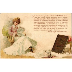 1902 Pesti Napló előfizetés ajándék Zichy Mihály albummal. reklám / Hungarian newspaper advertisement. Kosmos litho s...