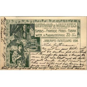 1898 (Vorläufer) Grünwald & Wallenfels Bambus v. Phantasie-Möbel-Fabrik. Jubiläums Ausstellung Wien 1898 ...