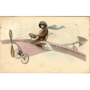 1912 Hölgy repülőgépen / Lady in aircraft. M. Munk Vienne Nr. 585. (EK)