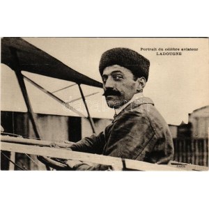 Portrait du célebre aviateur Ladougne / Emile Ladougne repülőgépében ...