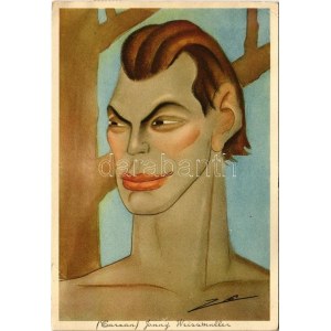 1937 Johnny Weissmuller bánsági sváb származású amerikai olimpiai bajnok úszó, filmszínész, Tarzan alakítója...