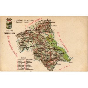 Zágráb vármegye térképe, Károlyi Gy. kiadása / Zupanija Zagrebacka / Map of Zagreb County