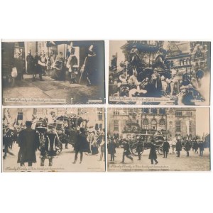 1916 IV. Károly király és Zita királyné koronázása Budapesten. Révész és Biró - 11 db szép állapotú fotó képeslap ...