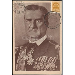 Horthy Miklós (1868-1957) kormányzót ábrázoló nyomtatvány + 1940 Dés visszatért So. Stpl + TÁBORI POSTAHIVATAL 41 ...