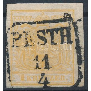 1850 1kr HP III narancs / orange PESTH Certificate: Ferchenbauer