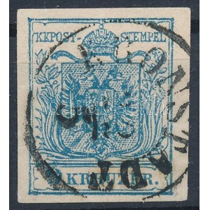 1850 9kr MP III világoskék / light blue, átlós festékcsík lemezhiba / plate variety KRONSTADT Certificate...