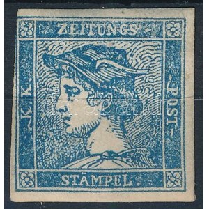 1851 Hírlapbélyeg III b tipus, felül picit bevágva / Newspaper stamp cut above. Certificate...
