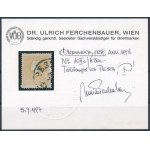 1858 2kr II. típus narancs / orange PESTH kimaradt fog / perforation error. Certificate: Steiner